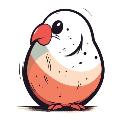 Vector illustration of a cute cartoon parrot on a white backgrou