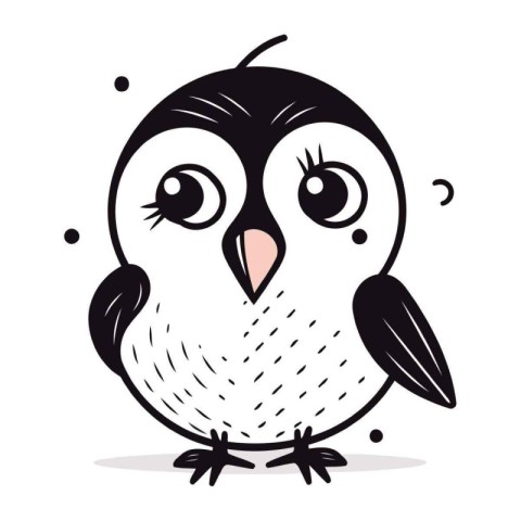 Cute cartoon penguin. Vector illustration on a white background.