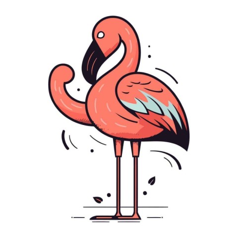 Flamingo. Vector illustration. Isolated on white background.