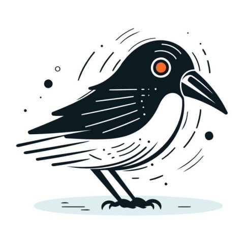 Crow. Hand drawn vector illustration in doodle style.