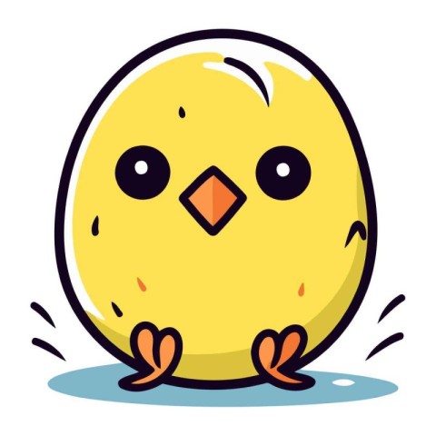 Cute little chick. Vector illustration. Isolated on white backgr