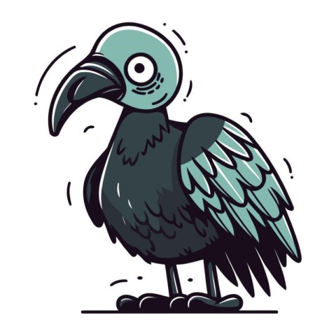 Vector image of a vulture on a white background. Cartoon style.