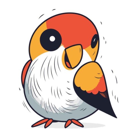 Cute cartoon bird. Vector illustration isolated on a white backg