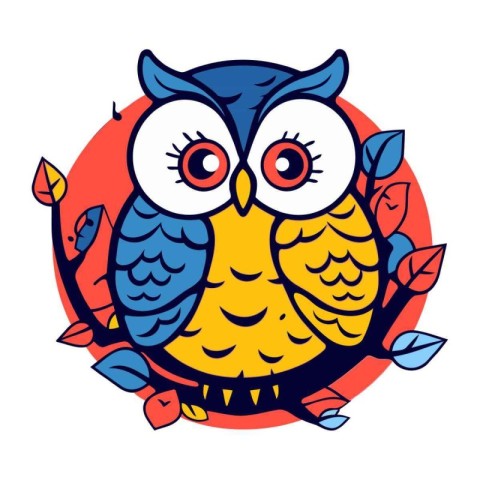 Owl with big eyes. Vector illustration in a flat style.