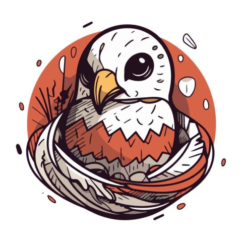 Eagle in the hole. Vector illustration of a cartoon style.