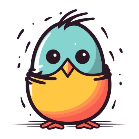 Cute little bird. Vector illustration isolated on a white backgr