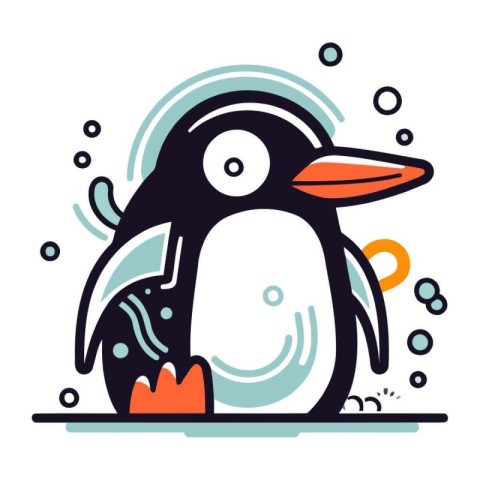 Penguin flat illustration. Cute cartoon penguin vector illustrat