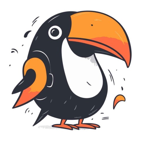 Hand drawn vector illustration of cute cartoon toucan. Isolated