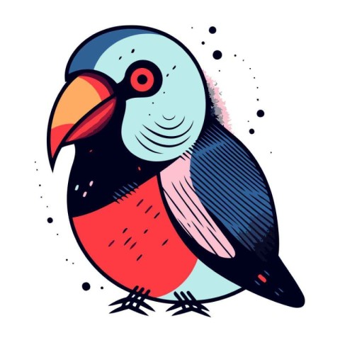 Hand drawn vector illustration of a cute toucan. Isolated on whi