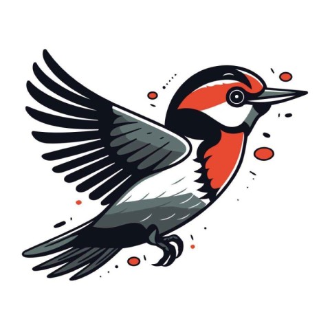 Woodpecker. Hand drawn vector illustration isolated on white bac