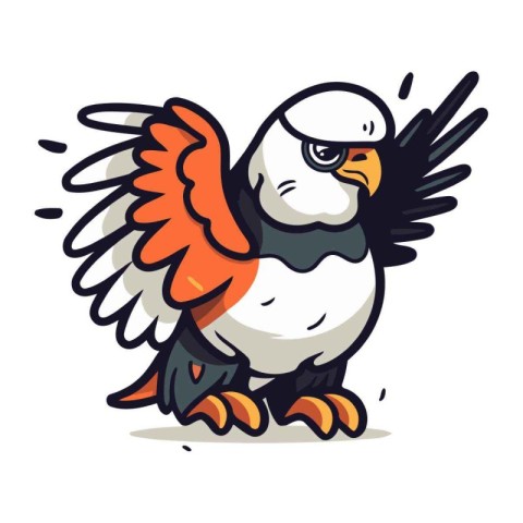 Cartoon eagle with wings spread. Vector illustration isolated on