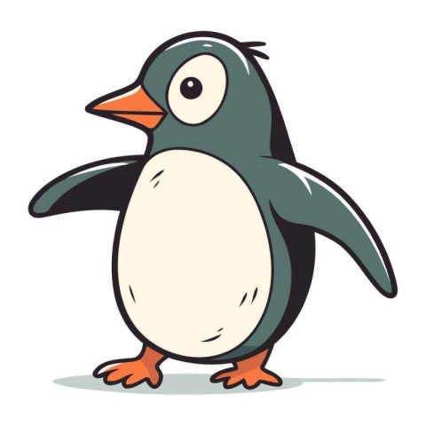 Cartoon penguin. Vector illustration isolated on a white backgro