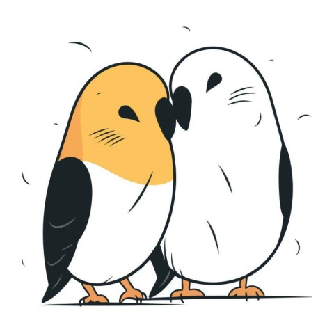 Penguins couple. Vector illustration of two cute penguins.