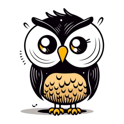 Cute cartoon owl isolated on a white background. Vector illustra