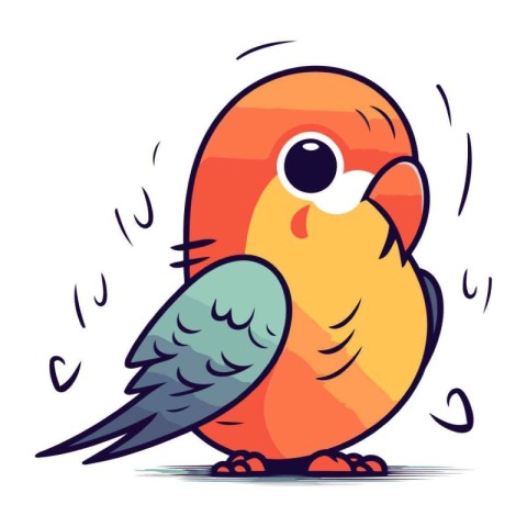 Vector illustration of a cute little parrot on a white backgroun