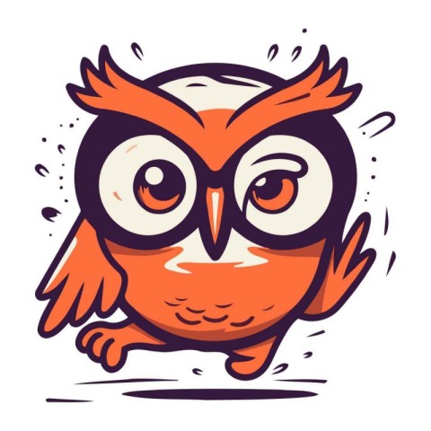 Vector illustration of funny cartoon owl. Cute hand drawn owl.