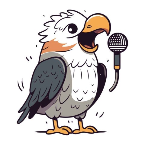 Bald eagle with microphone. Vector illustration of a bald eagle.