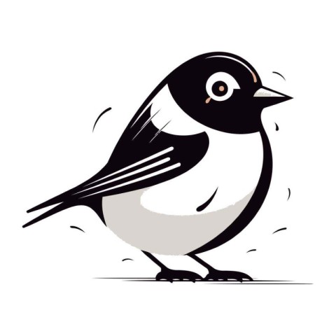 Vector illustration of a cute cartoon bullfinch on a white backg