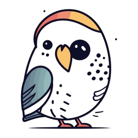 Cute cartoon parrot. Vector illustration. Line art design.