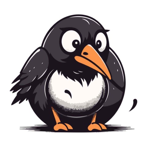 Cute cartoon crow isolated on a white background. Vector illustr