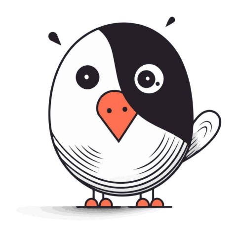 Cute cartoon penguin. Vector illustration. Isolated on white bac