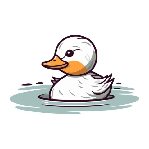 Duck swimming in the water. Vector illustration on white backgro