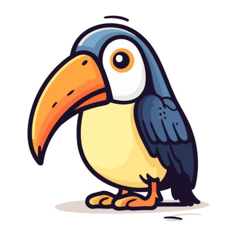 Cute cartoon toucan. Vector illustration isolated on white backg