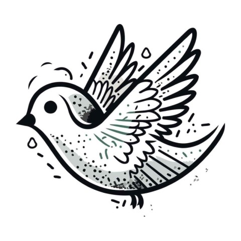 Hand drawn doodle bird isolated on white background. Vector illu