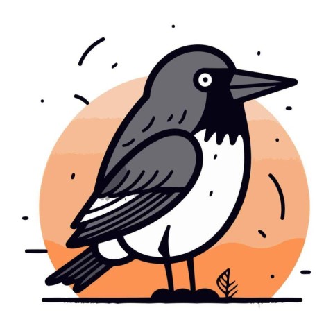 Crow vector illustration. Cute cartoon doodle bird.