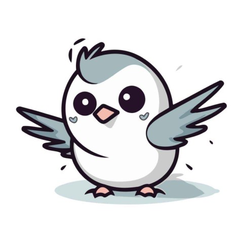 Cute Cartoon Pigeon Bird Character. Vector Illustration.