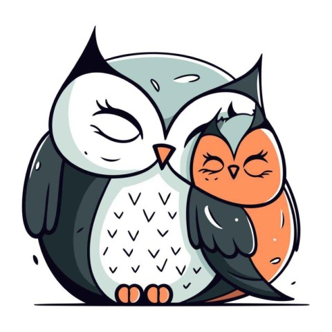 Vector illustration of a cute owl with a black and white owl.