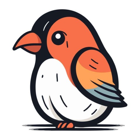 Vector illustration of a cute cartoon bullfinch on white backgro