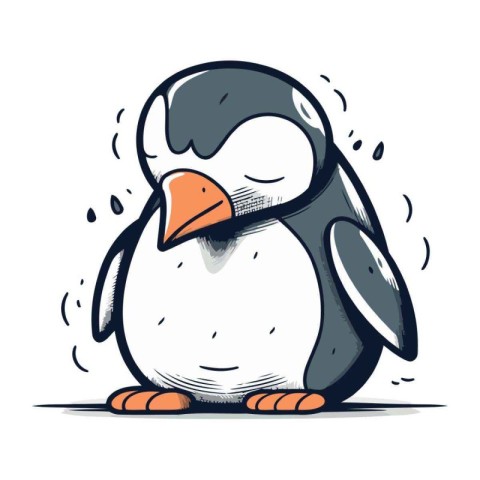 Cute cartoon penguin. Vector illustration isolated on white back