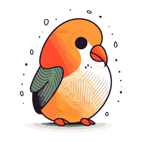 Cute little bird. Hand drawn vector illustration isolated on whi