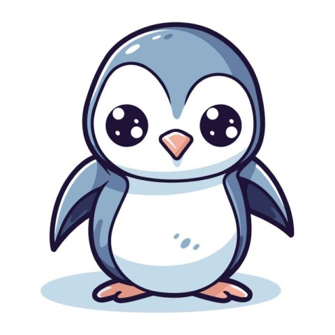 Cute cartoon penguin isolated on white background. Vector illust