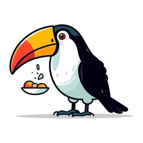 Cute Toucan Bird Cartoon Character Vector Illustration on White