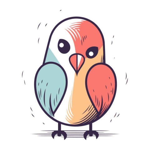 Cute cartoon bird. Vector illustration. Isolated on white backgr