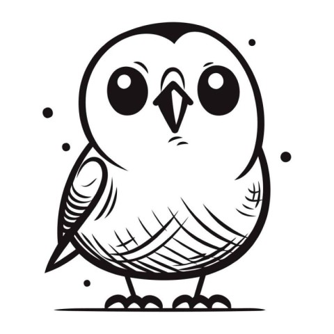 cute owl vector illustration isolated on white background in bla