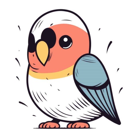 Cute cartoon parrot. Hand drawn vector illustration isolated on