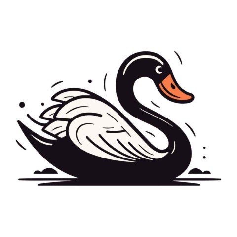 Swan vector icon isolated on white background. Black swan illust