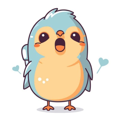 Cute little bird character. Vector illustration in flat cartoon