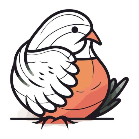 Illustration of a cute bird on a white background. Vector illust