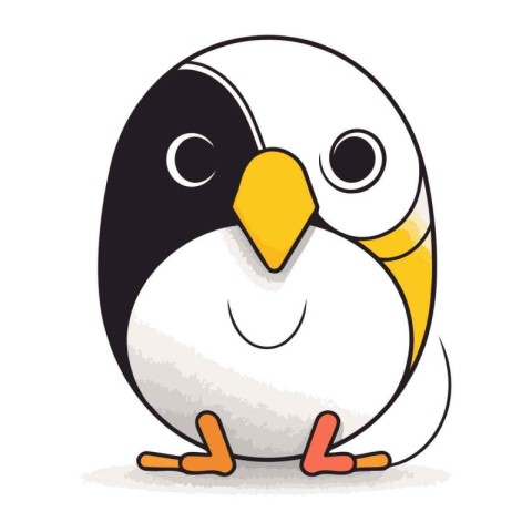 Cute penguin on a white background. Cartoon vector illustration.