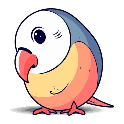 Cute cartoon parrot. Vector illustration isolated on white backg