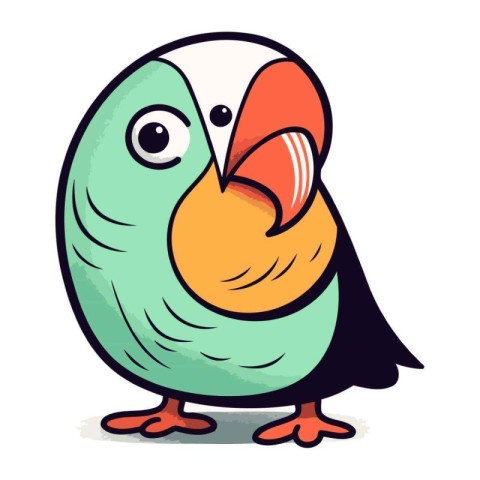 Cartoon parrot. Vector illustration isolated on a white backgrou