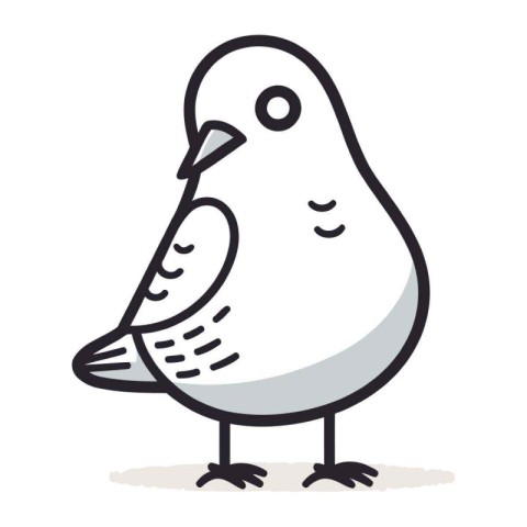 Pigeon doodle cartoon icon vector illustration for web and mobil