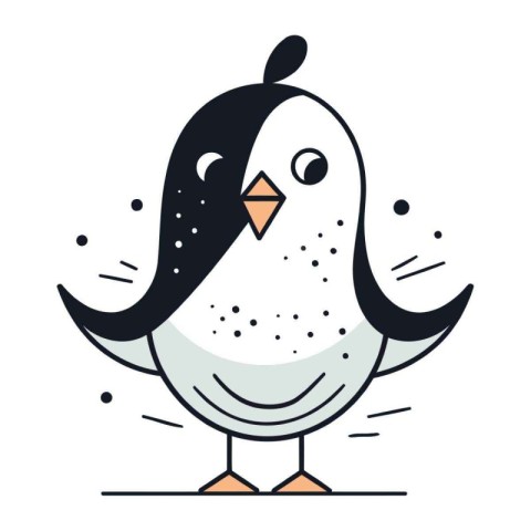 Cute penguin. Vector illustration in flat style. Isolated on whi