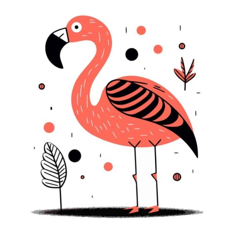 Flamingo vector illustration. Hand drawn doodle style.