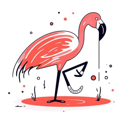 Flamingo. Hand drawn vector illustration in doodle style.