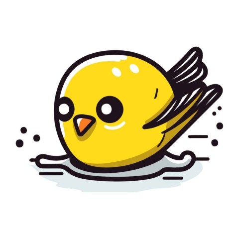 Cute yellow bird. Vector illustration. Isolated on white backgro